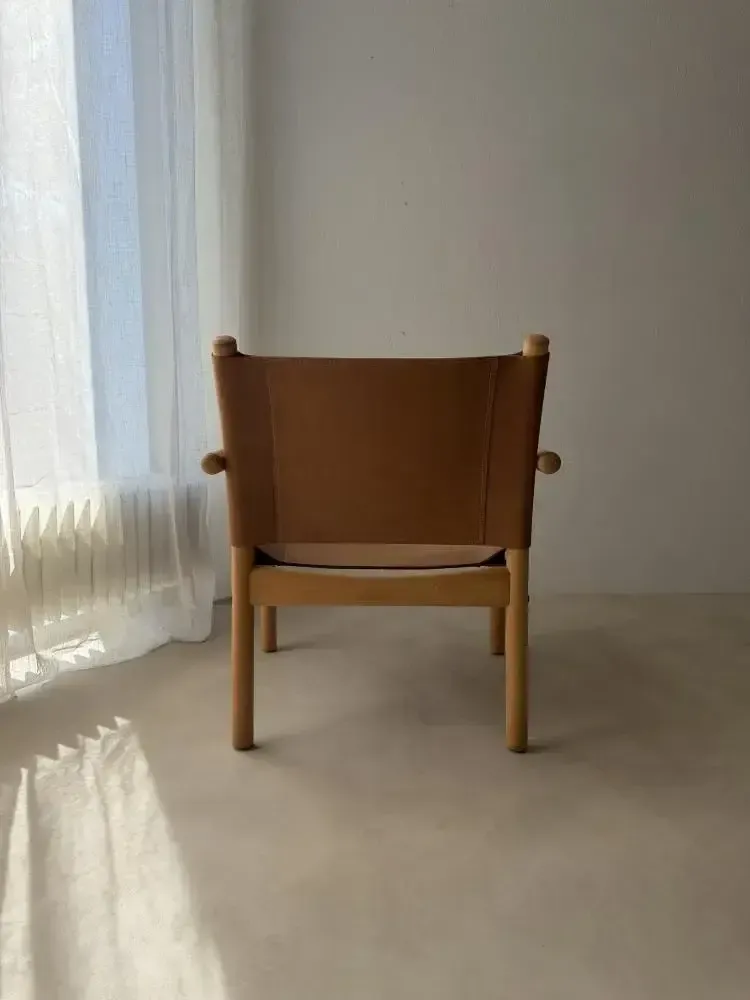 Meubels Deense Safari Fauteuil, Beukenhout, Leer, jaren 1970 photo