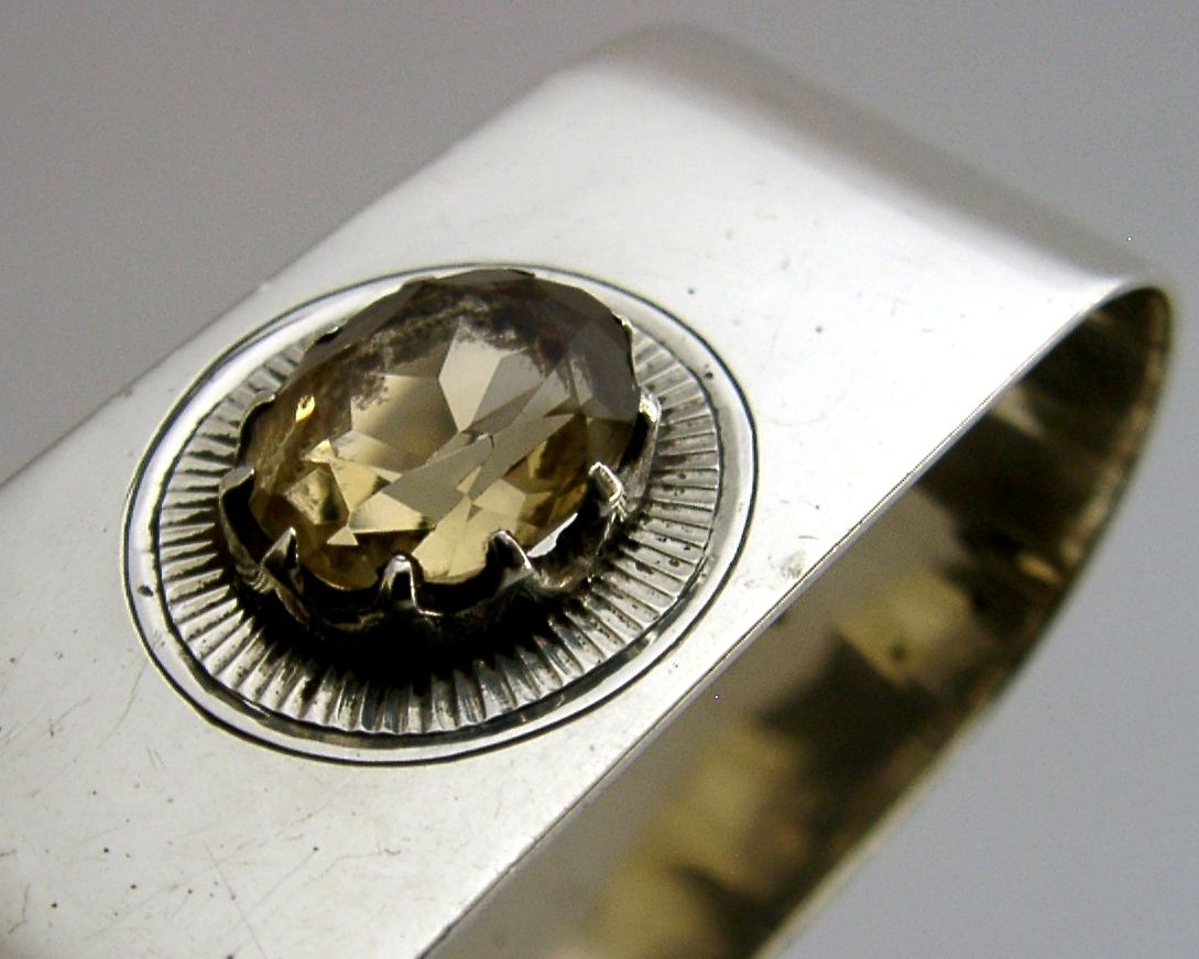 Sterling Silver Citrine Napkin Ring 1930 Antique 24g photo furniture