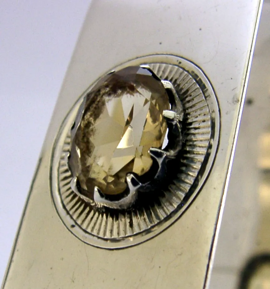 Sterling Silver Citrine Napkin Ring 1930 Antique 24g photo buy