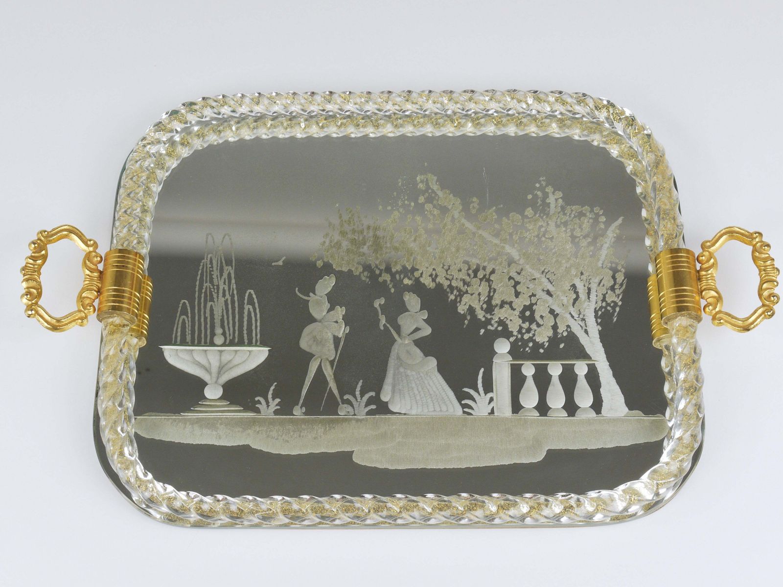 Woonaccessoires Ercole Barovier Swirl Murano Glazen Spiegel Serveerschaal, Venetië, jaren 1940 photo