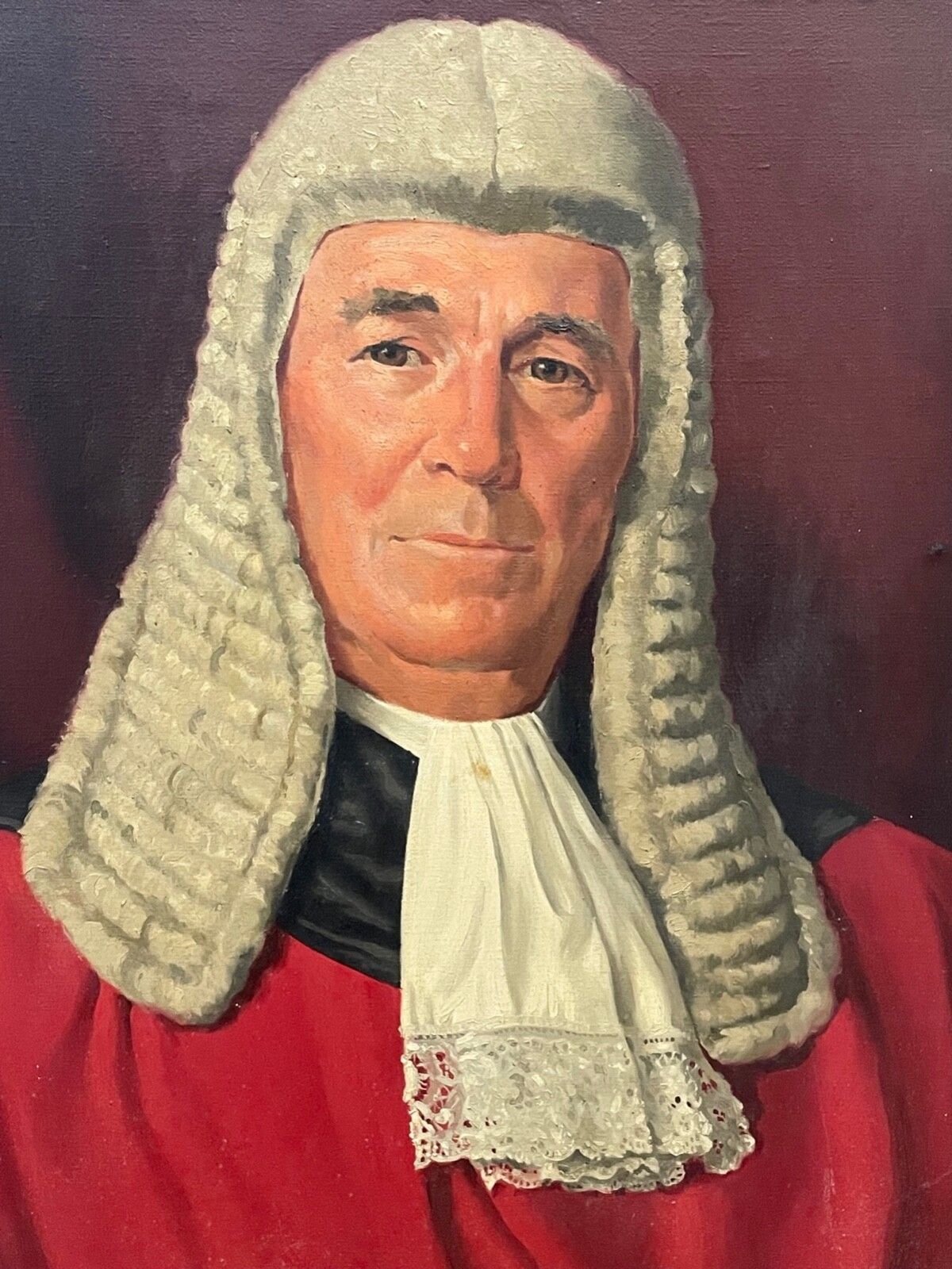 Mid Century Gesigneerd Juridisch Olieverfportret van Mr Justice Paul Storr in Rechtbankkleding, John Codner photo furniture