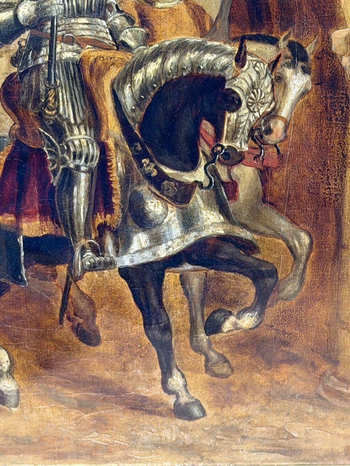 photo for sale 19th Century Oil Painting Renaissance Knight Mounted Beneath Cloister Circle Sir John Gilbert Ra