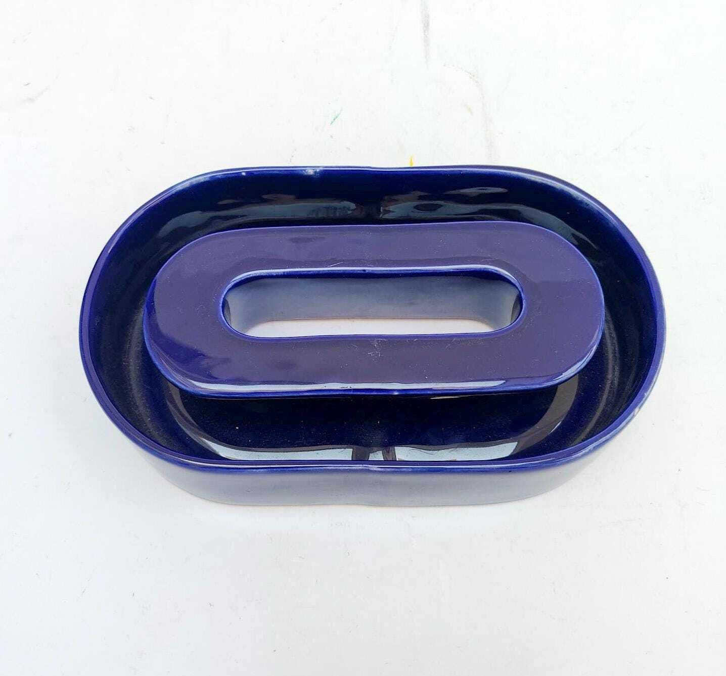 Blauwe keramische vaas - Lesa Ceramiche - Vintage Space Age Design - jaren '70 - Mangiarotti-era photo furniture
