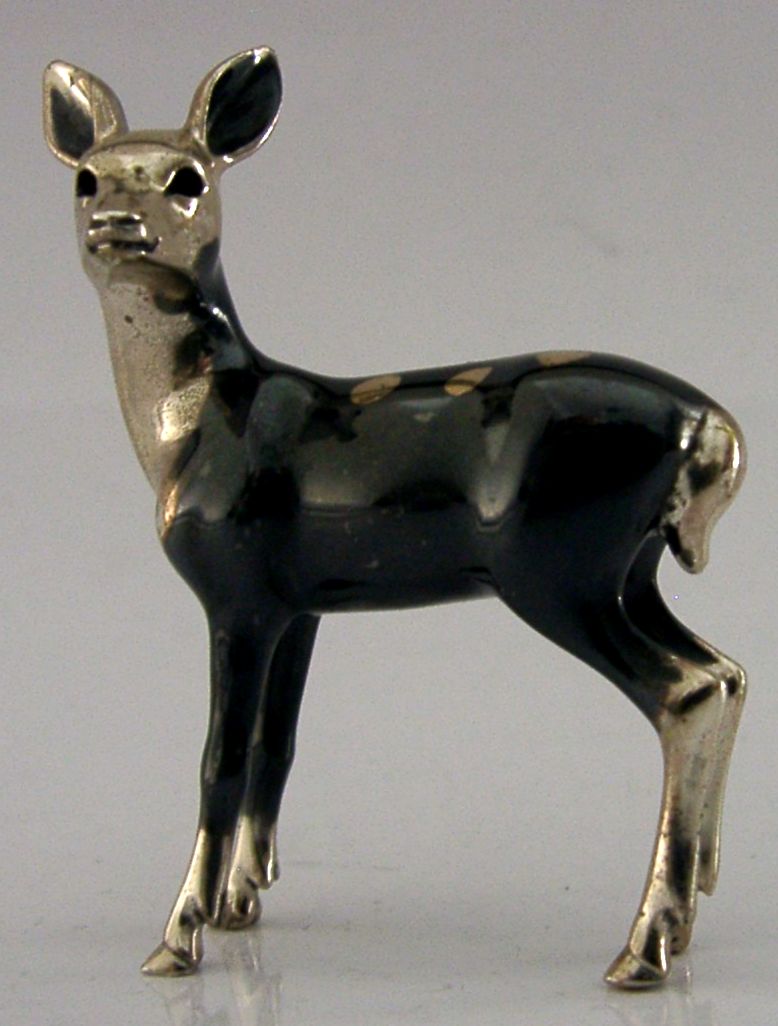 Decent Sized Sterling Silver Enamel Deer Animal Figure 1993 Saturno 2.25inch photo furniture