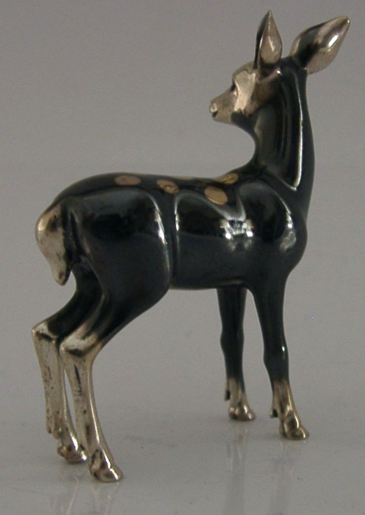 Decent Sized Sterling Silver Enamel Deer Animal Figure 1993 Saturno 2.25inch photo Art