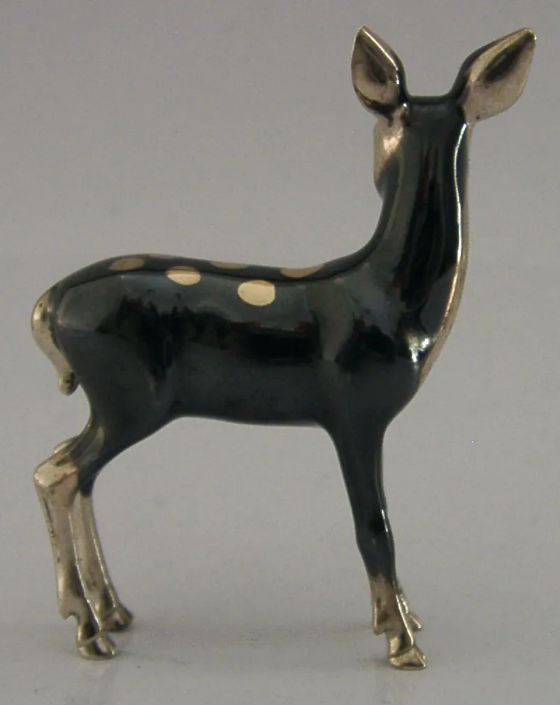 Decent Sized Sterling Silver Enamel Deer Animal Figure 1993 Saturno 2.25inch photo vinterior