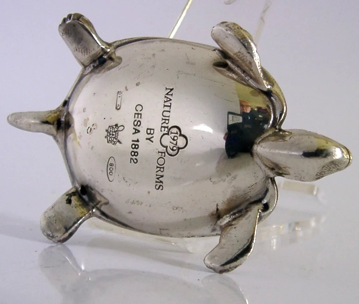 Figurine animale tortue en argent massif et émail, Saturno, Italie, 1979, 52 g photo buy