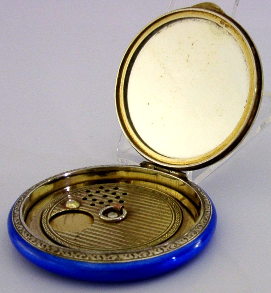 Antiek Sterling Zilveren Email Compact 1927, Handgeschilderd photo buy
