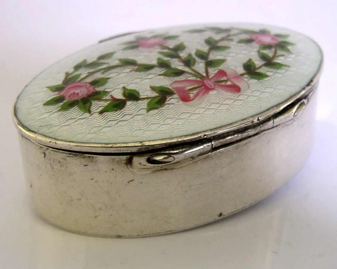 Stunning Sterling Silver Enamel Box 1911 Antique photo 195.0