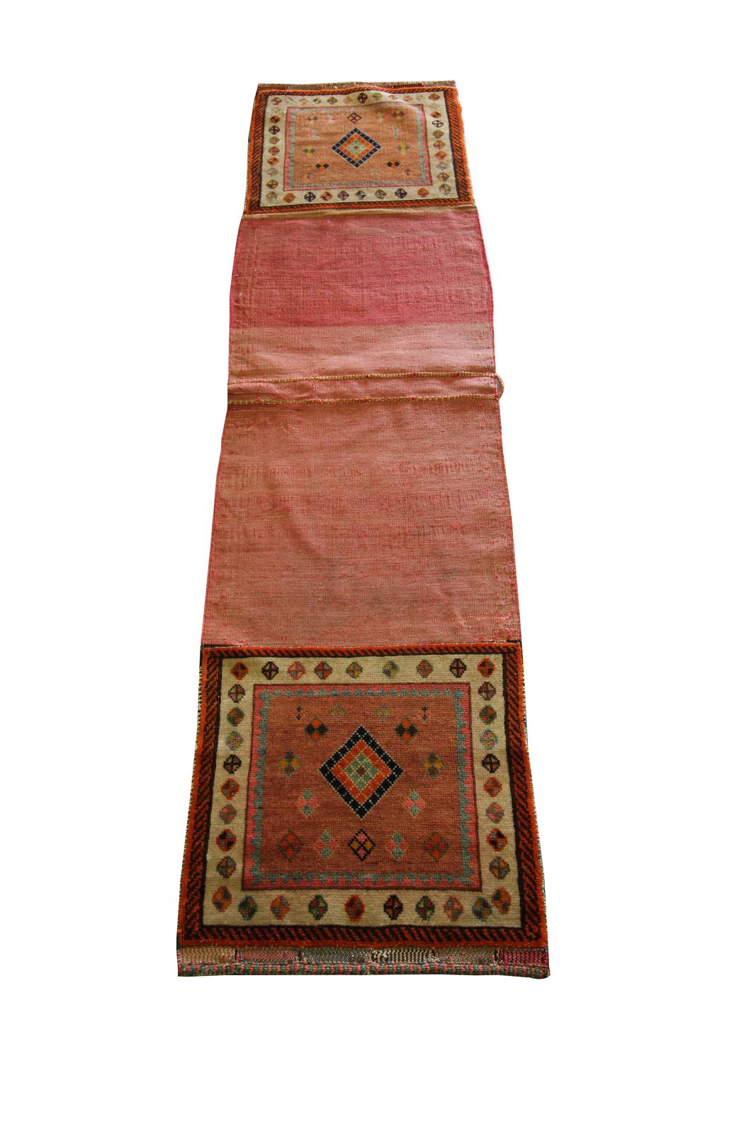 Handwoven Oriental Saddle Bag, Collectable Pink Red Wool Khorjin Rug photo furniture