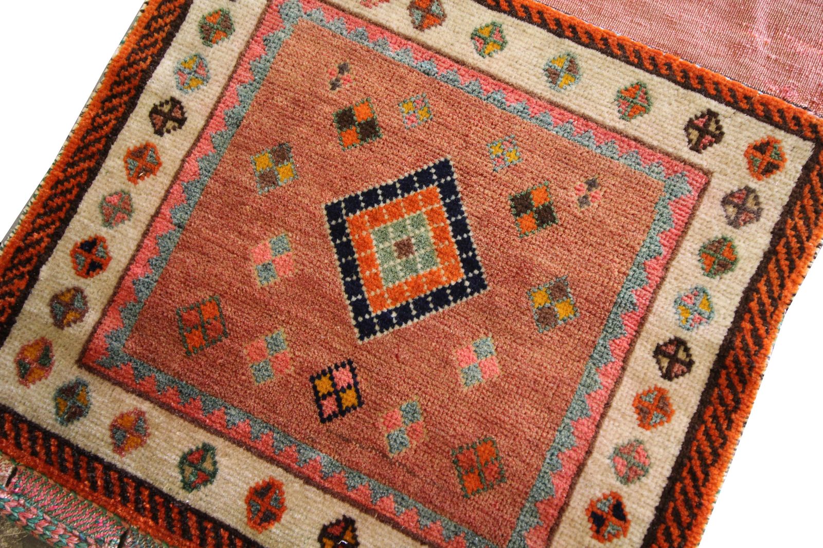 Handwoven Oriental Saddle Bag, Collectable Pink Red Wool Khorjin Rug photo Textiles