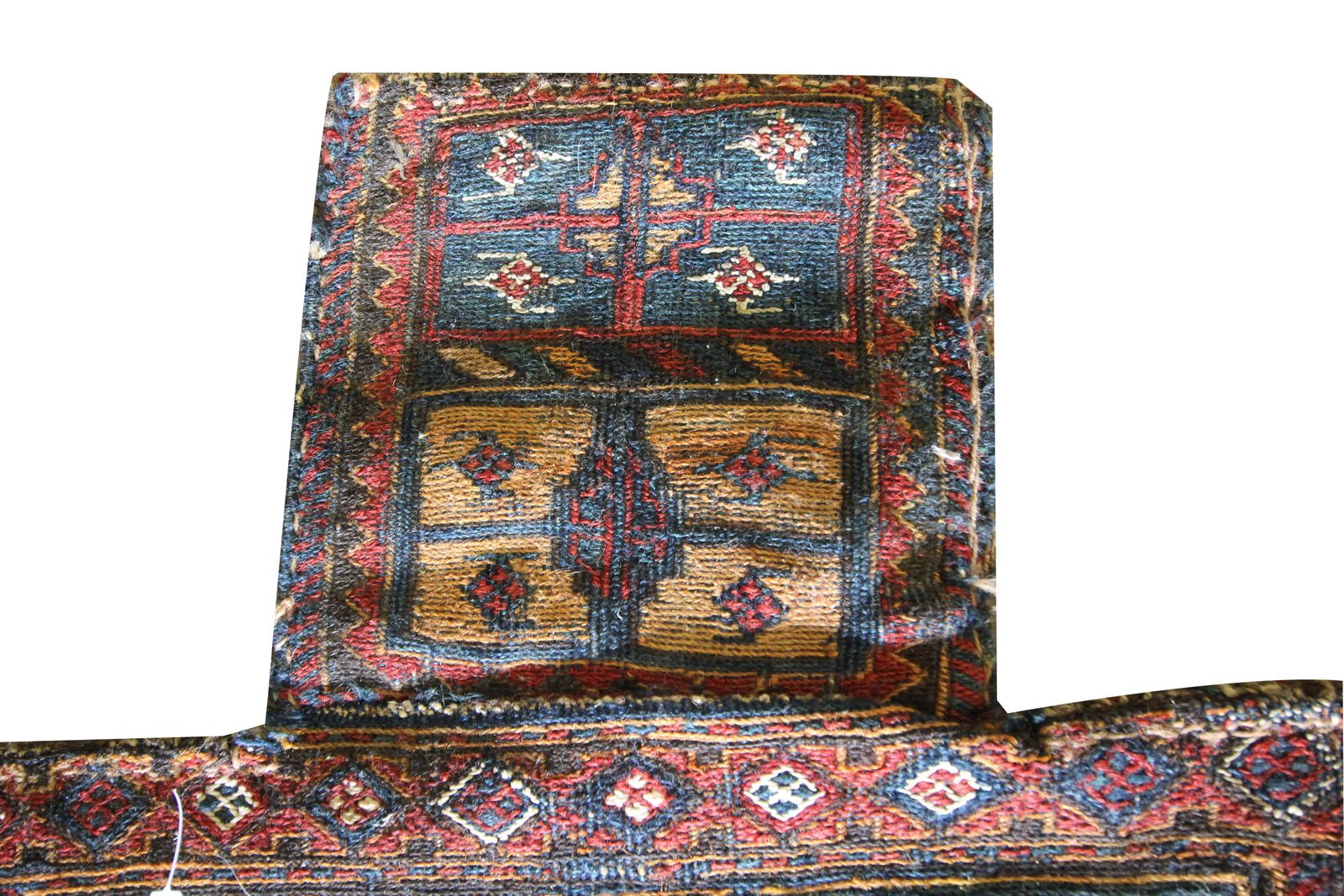 Sac à sel tissé main, laine orientale rouge et bleue, pièce de collection rare photo for sale