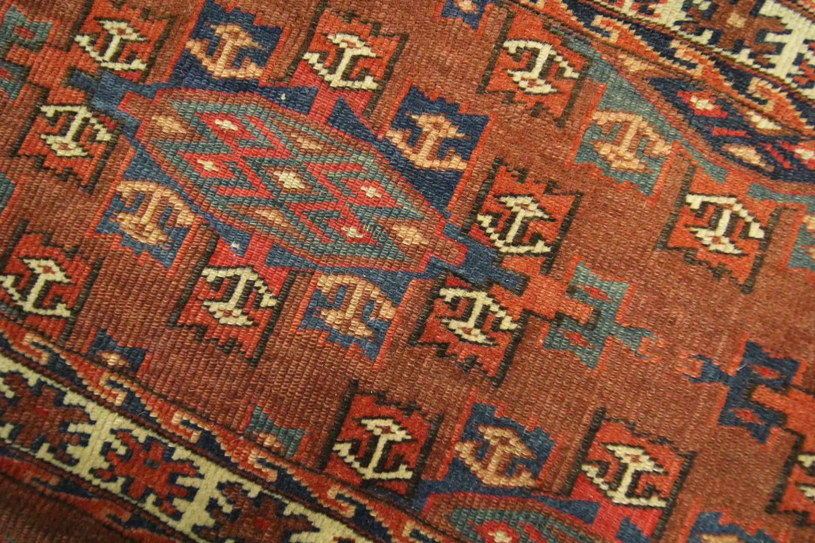 Handwoven Chuval Antique Turkmen Rug Traditional Rust Wool Area Rug photo for sale