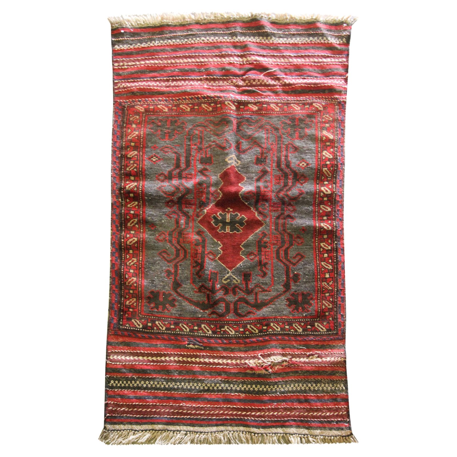 Baluch vloerkleed vintage Afghaans handgeweven rood wollen vloerkleed