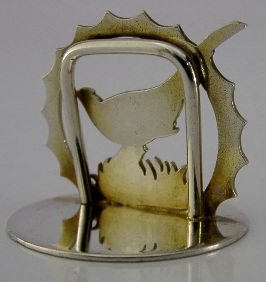 Asprey Sterling Silver Pheasant Animal Menu Holder 1992 photo Woonaccessoires