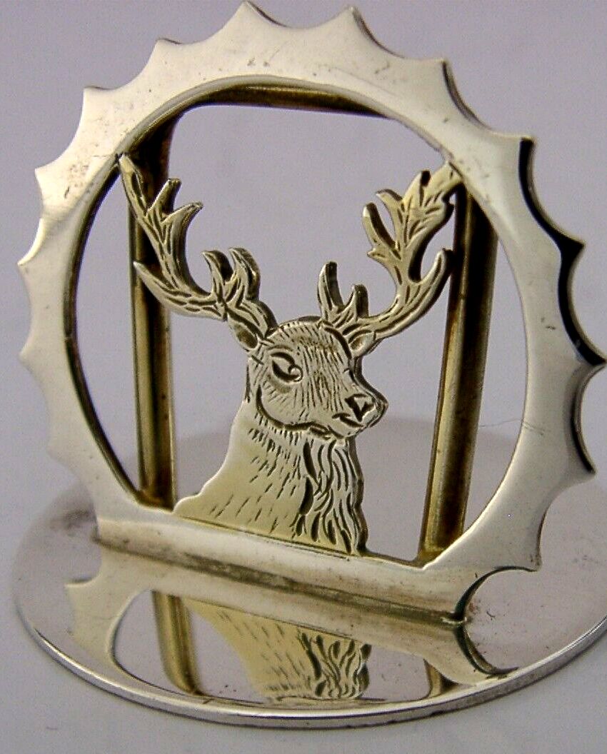 Porte-menu en argent sterling anglais, cerf, chasse, 1989 photo for sale