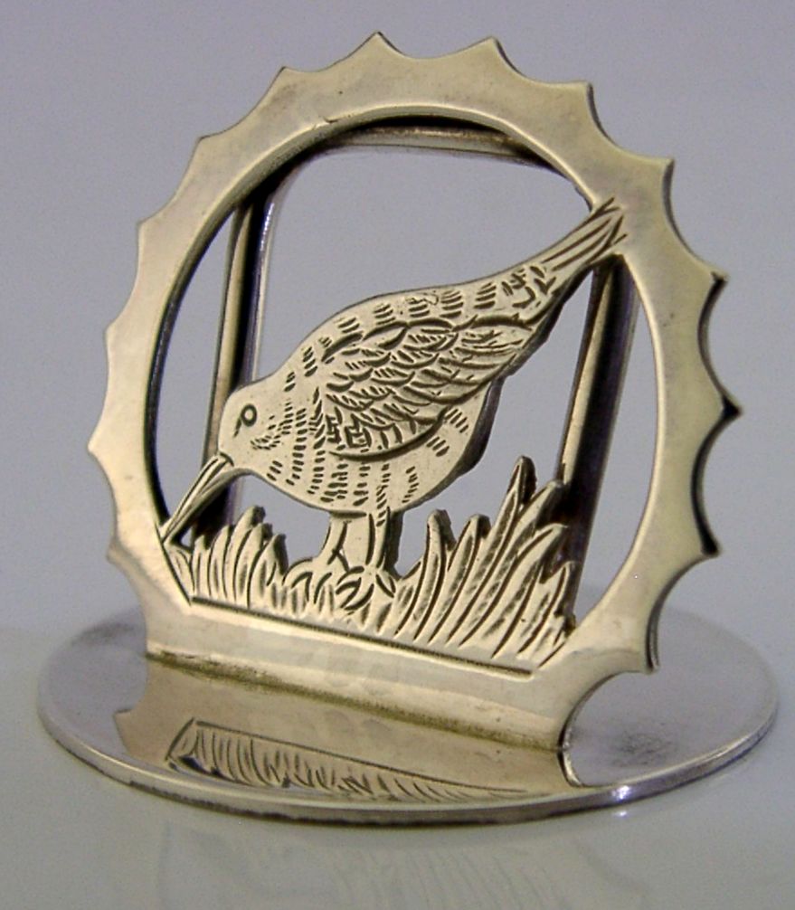 Porte-menu en argent sterling anglais, bécasse, 1993, chasse photo furniture