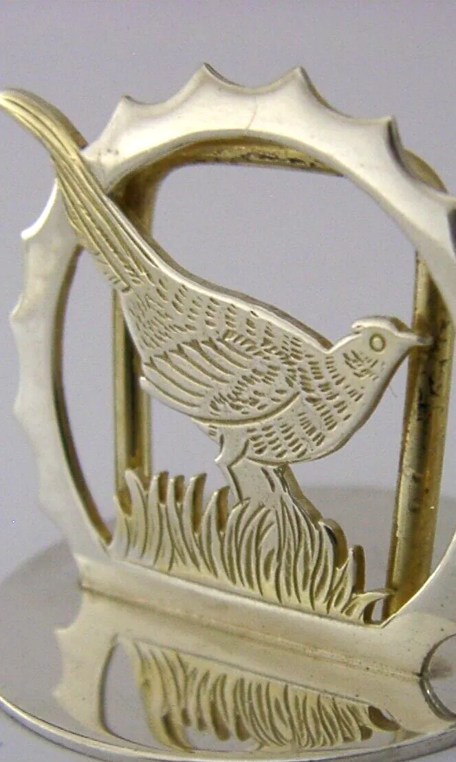 Porte-menu en argent sterling anglais, faisan, chasse, 1989 photo Décoration