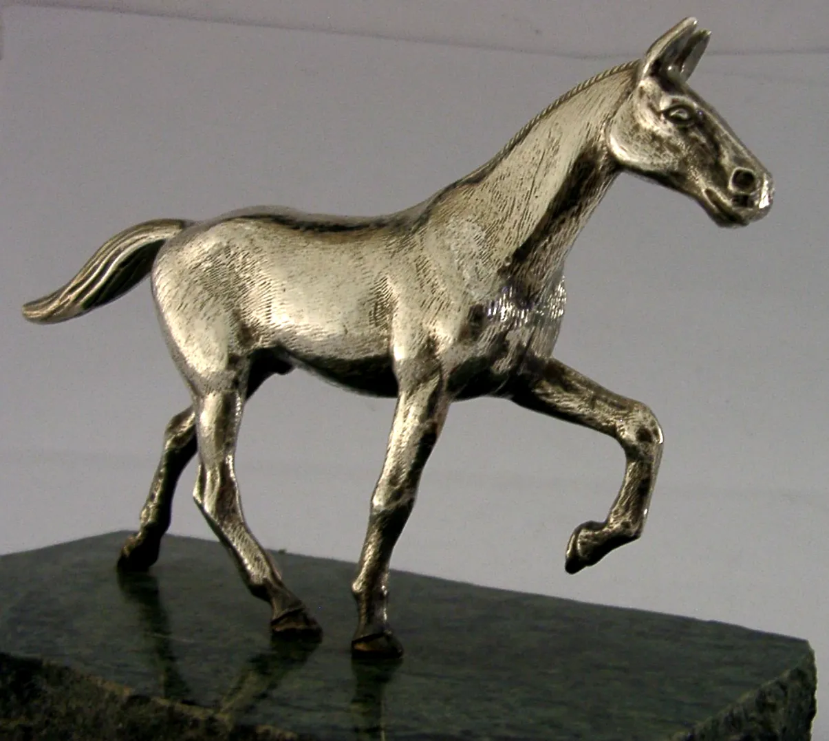 Kwaliteit sterling zilveren paard bureau schoorsteenmantel figuur standbeeld rijden 1978 jacht 934g photo Kunst