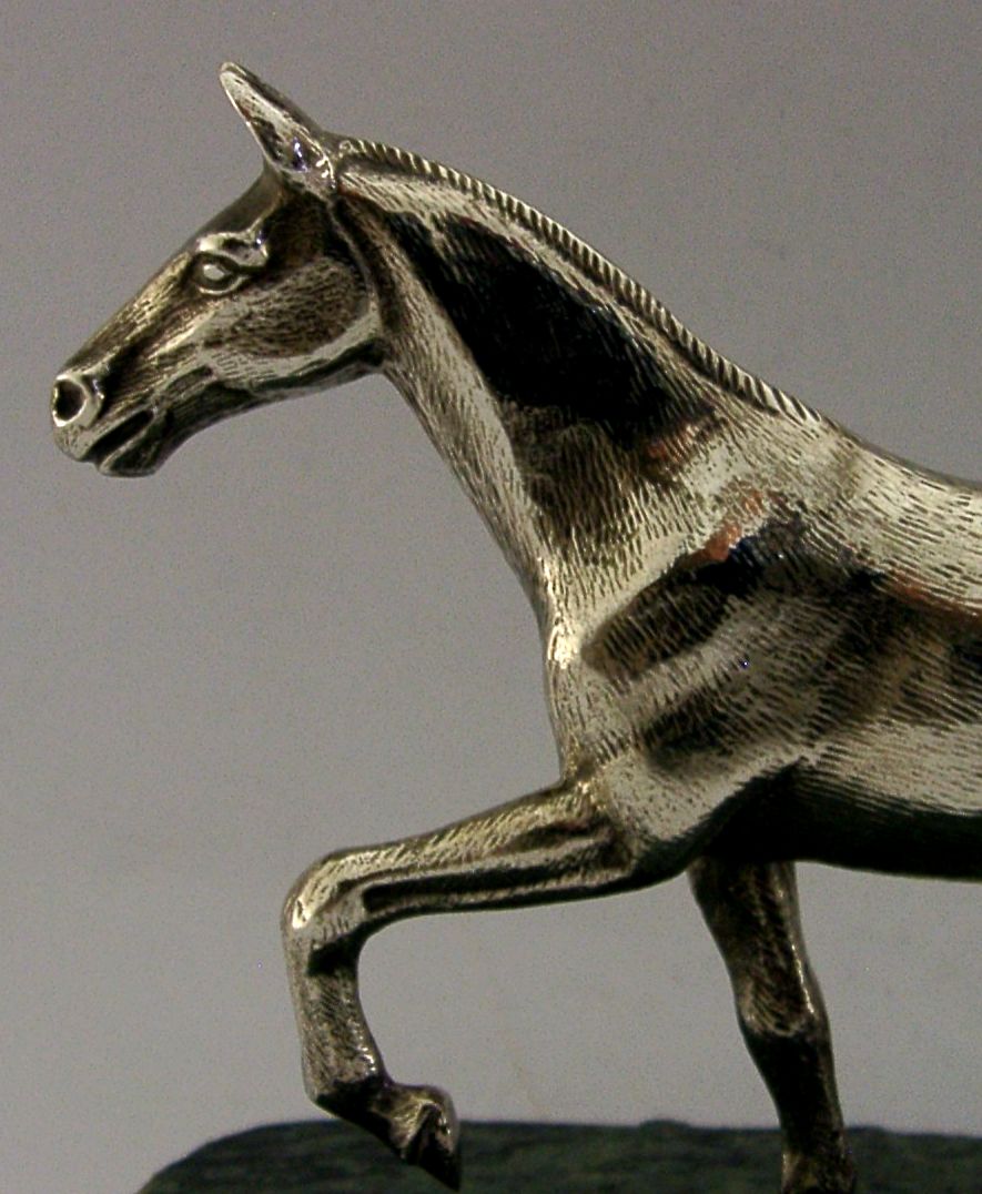Quality Sterling Silver Horse Desk Mantle Figure Statue Riding 1978 Hunting 934g photo vinterior