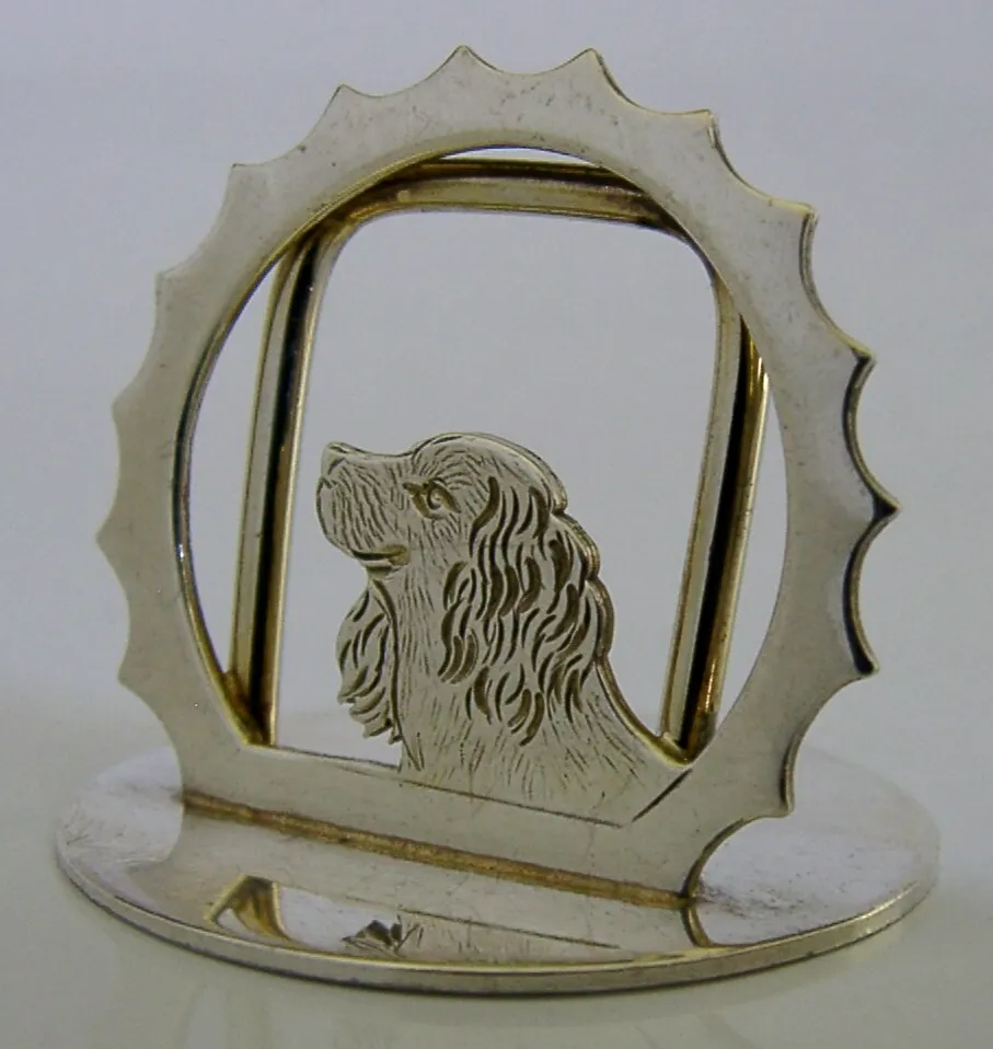 Asprey Sterling Silver Spaniel Gun Dog Animal Menu Holder 1992 Hunting Shooting photo furniture