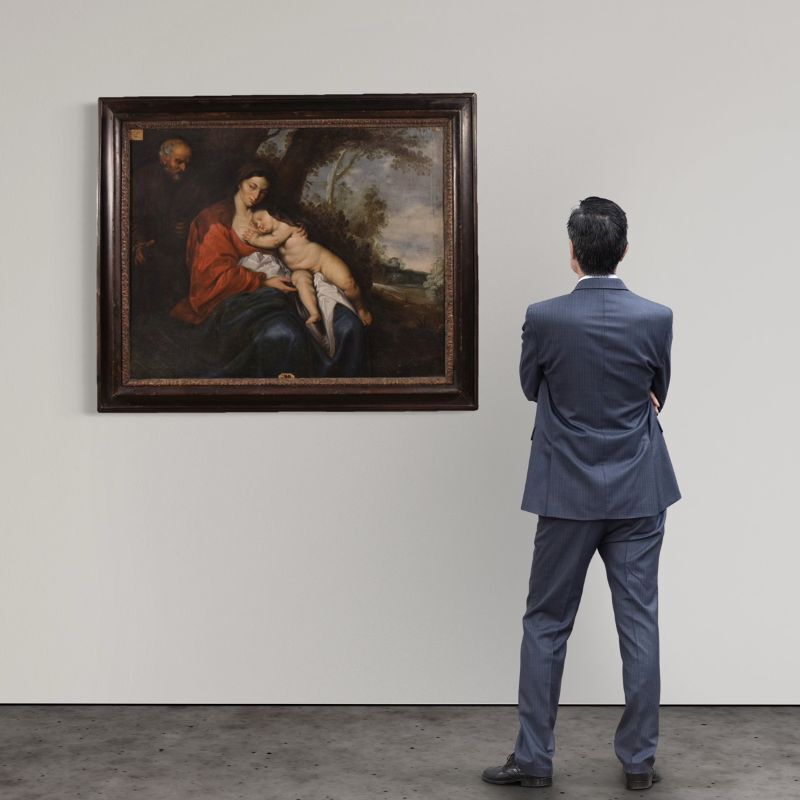 photo buy Groot 17e-eeuws Vlaams schilderij - Rust op de vlucht naar Egypte