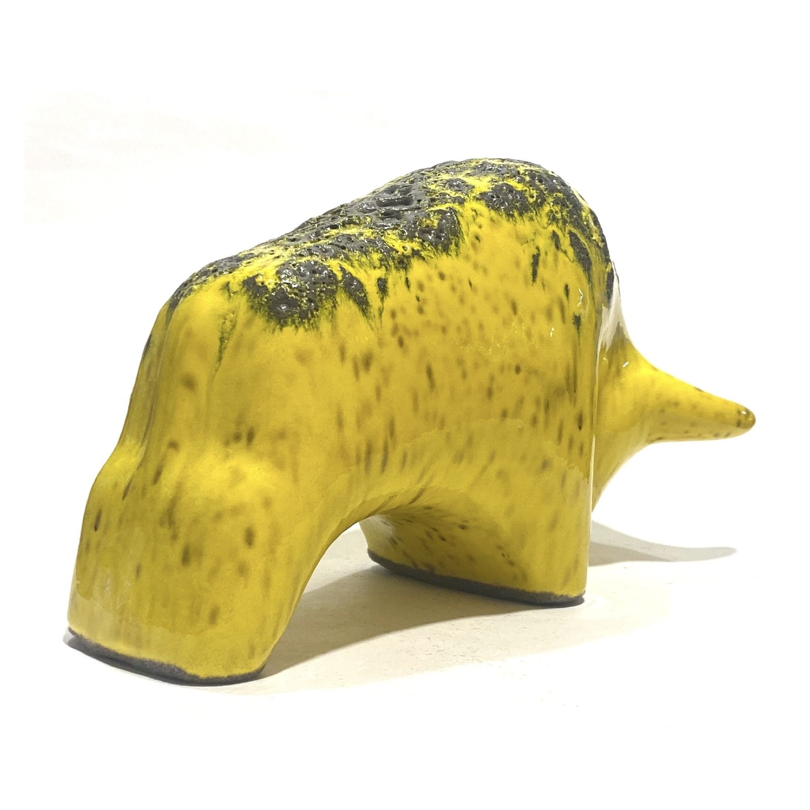 Otto Keramik Ceramic Bull In Yellow Fat Lava Glaze, West German Pottery Style Ornament photo for sale