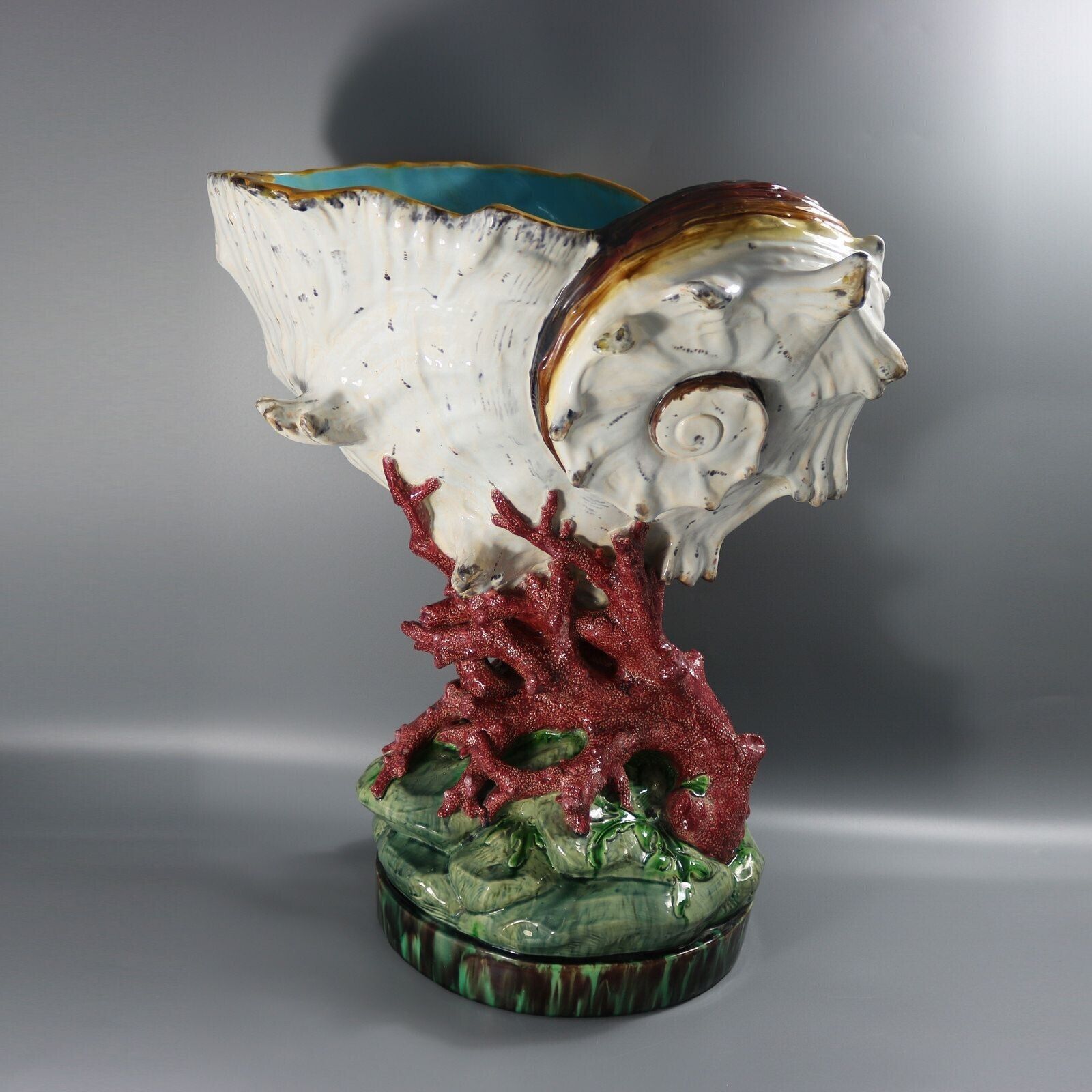 Monumental Minton Majolica Conch Shell Jardinière