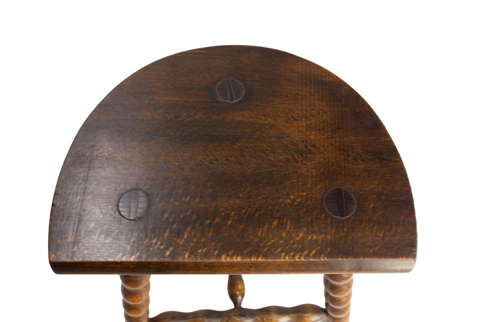 Tabouret tripode en hêtre, demi-lune, France, vers 1960 photo vintage