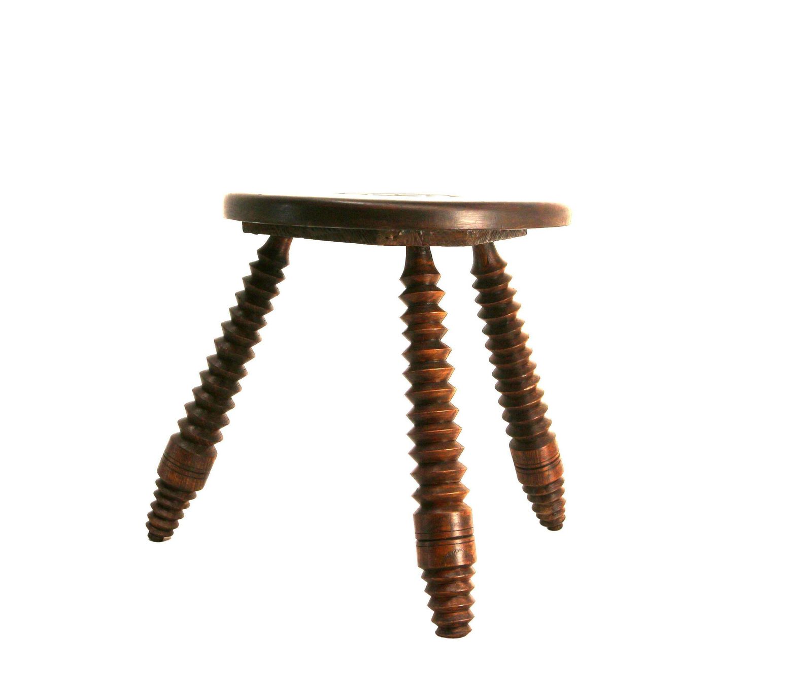 Driepotige Kruk Rond Eiken, In De Stijl Van Dudouyt, Frankrijk Ca. 1950 photo furniture