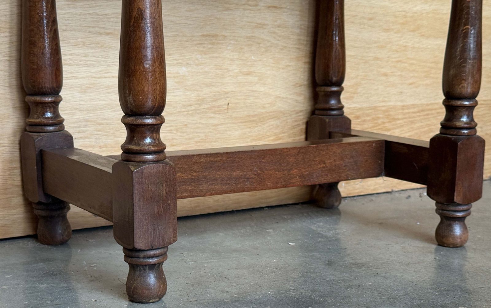 photo furniture Antique Pair Of Spanish Solid Walnut Nightstands With Hand Carved Drawer Fronts