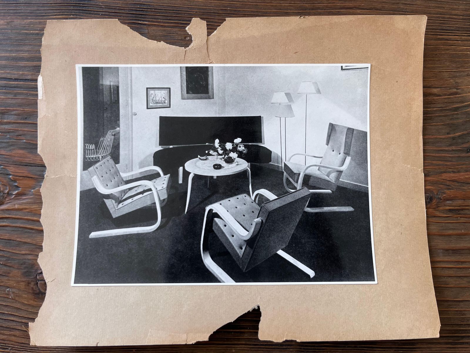 Originele foto van interieur, Bruno Matthson, Alvar Aalto, Stylclair, 1951 photo furniture