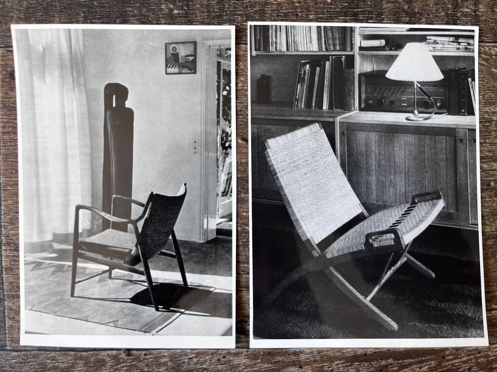 Originele foto's van Hans Wegner en Finn Juhl fauteuils, jaren 1950 photo furniture