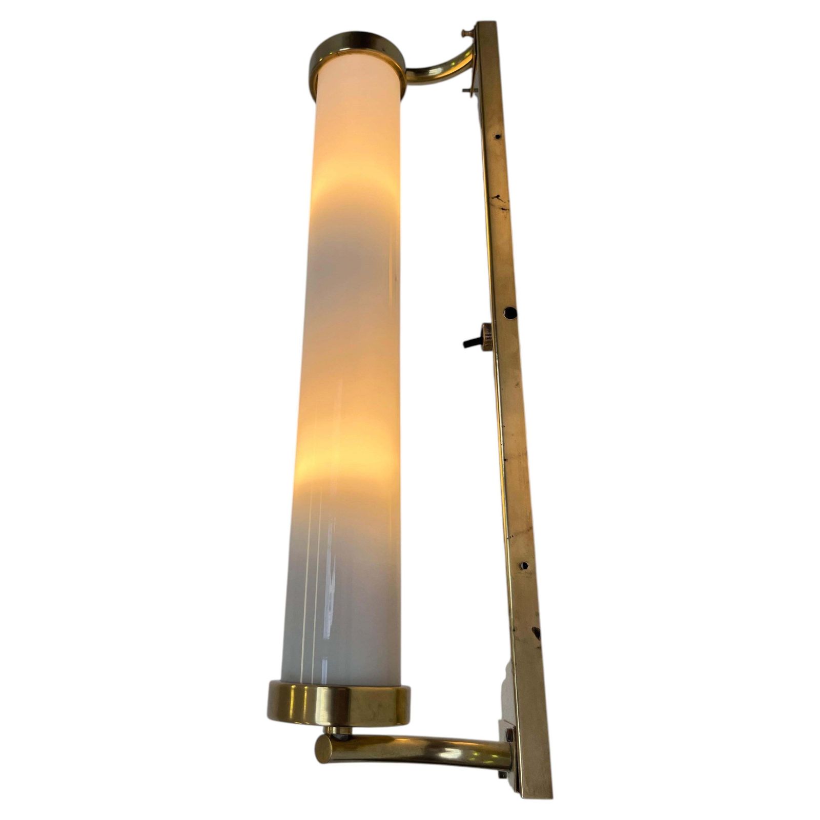 Xxl Bauhaus Brass And Glass Wall Lamp, 1930s   Czechoslovakia