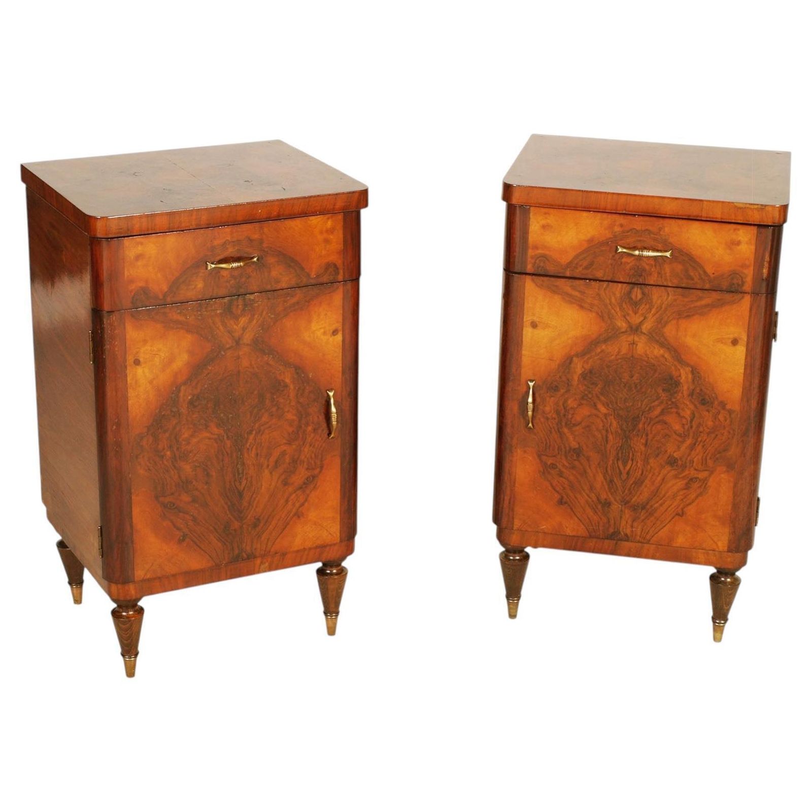 Paar Italiaanse Art Deco Kastjes in Wortelnoten Fineer door Atelier Di Varedo, jaren 1930 photo 8030.0