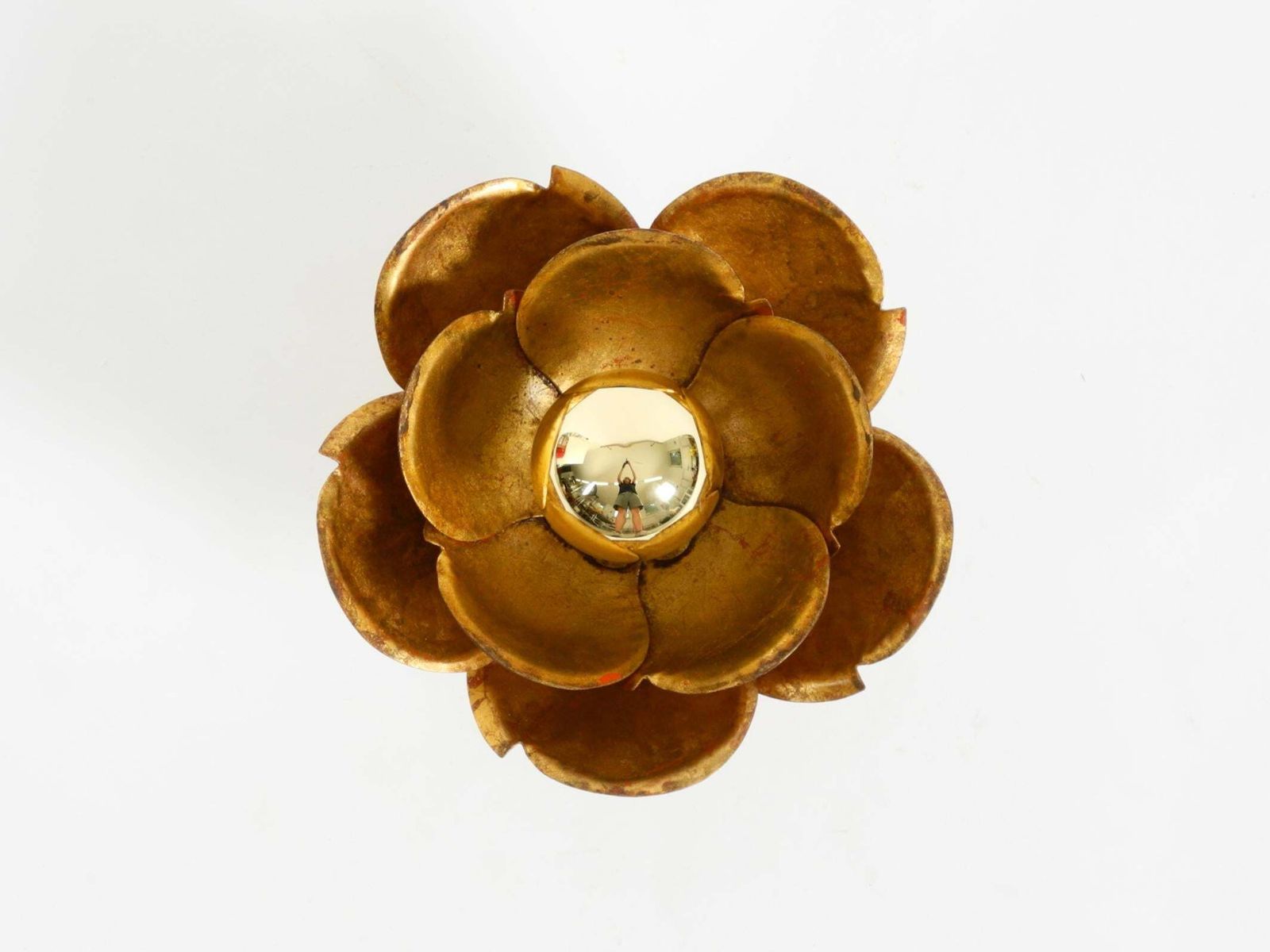 Beautiful, Large Gilded Wall Lamp, "Water Lily" Italy, 1960s photo buy