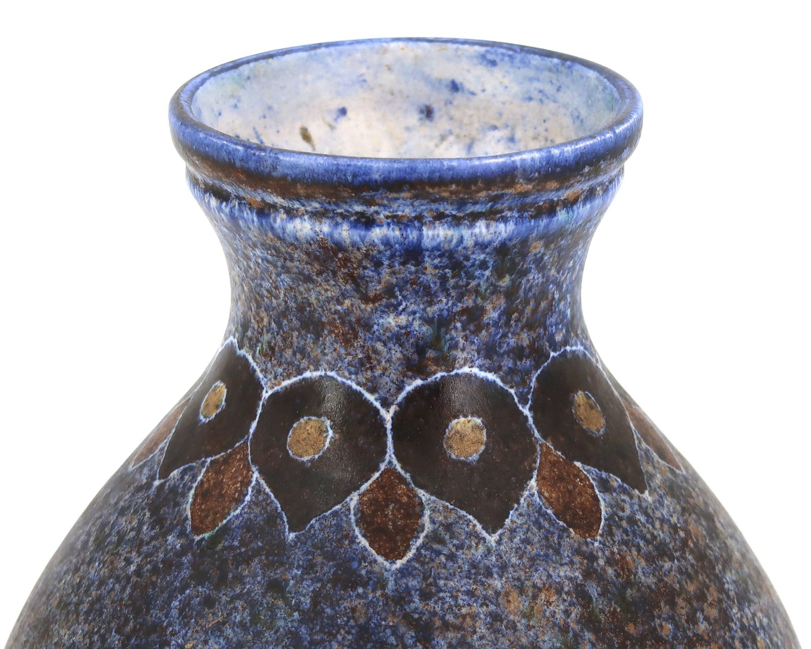 Vase en céramique bleu moucheté, par Bernard Buffat, années 1970. photo Décoration