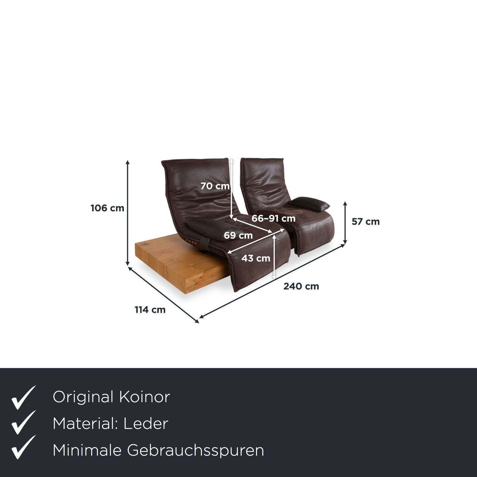 Koinor Free Motion Epos 3 Leren Tweezitter Bruin Elektrische Relaxfunctie Bank photo furniture