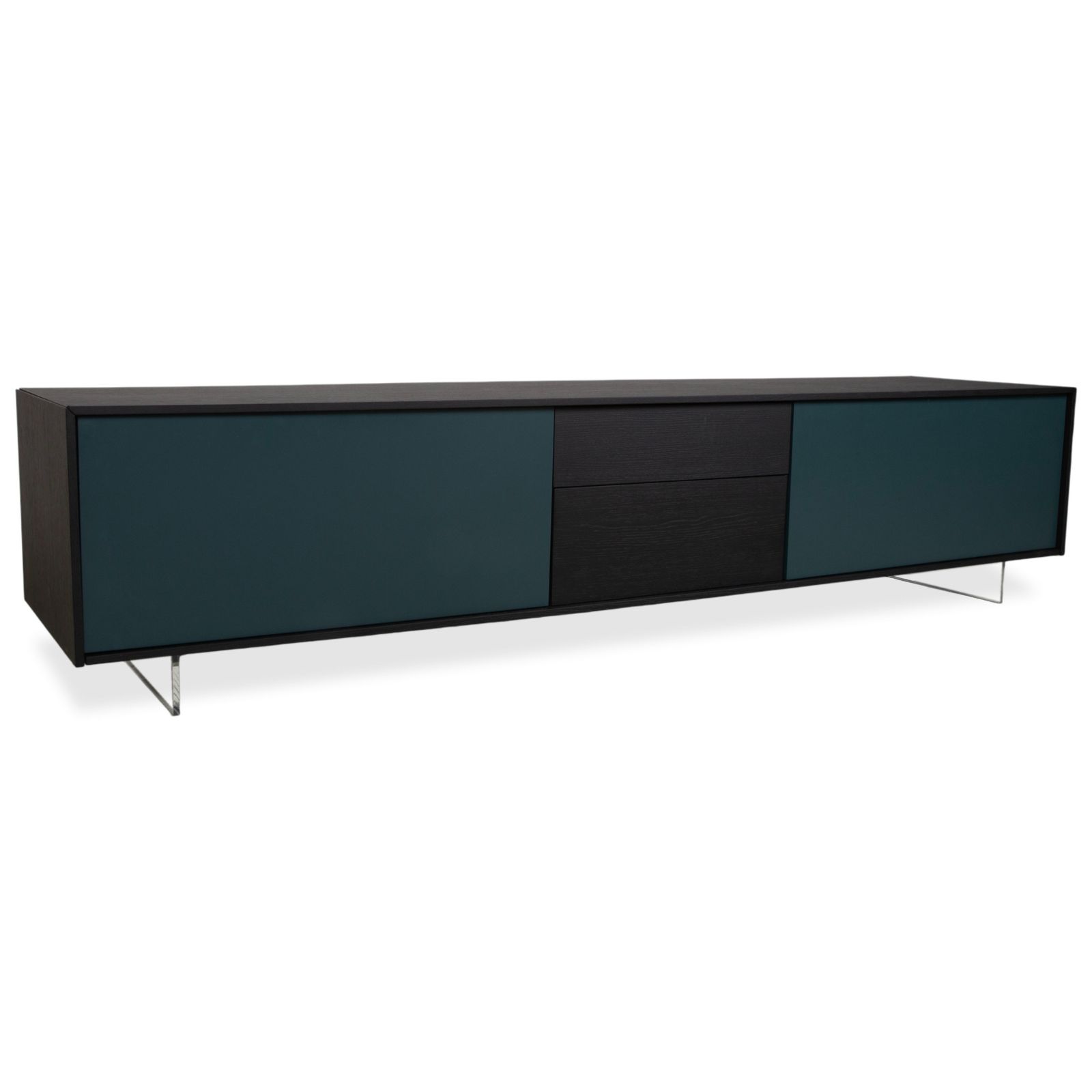 San Giacomo Lampo houten dressoir zwart bruin petrolgroen lowboard