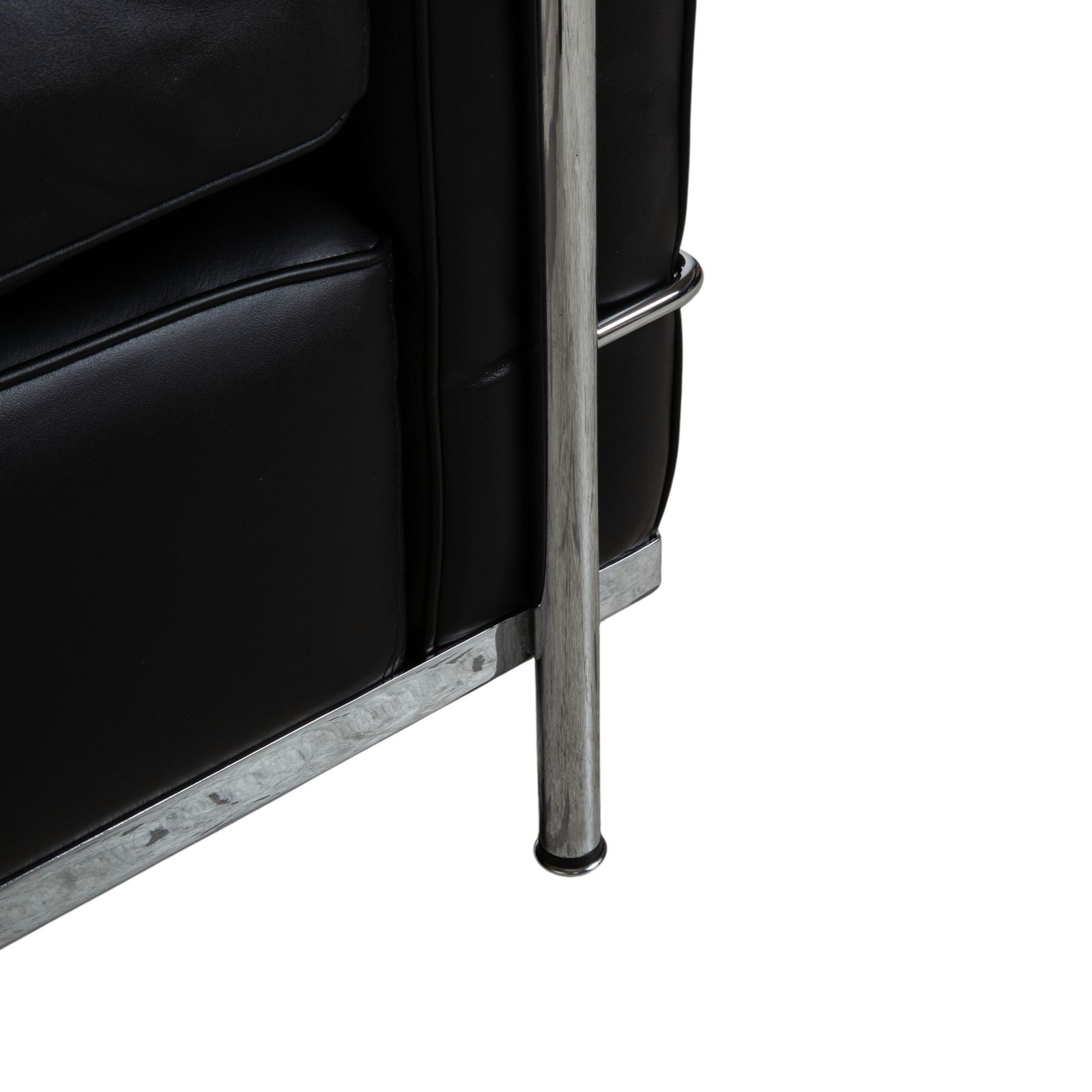 Cassina Le Corbusier Lc 2 Leather Two Seater Black Vintage photo for sale
