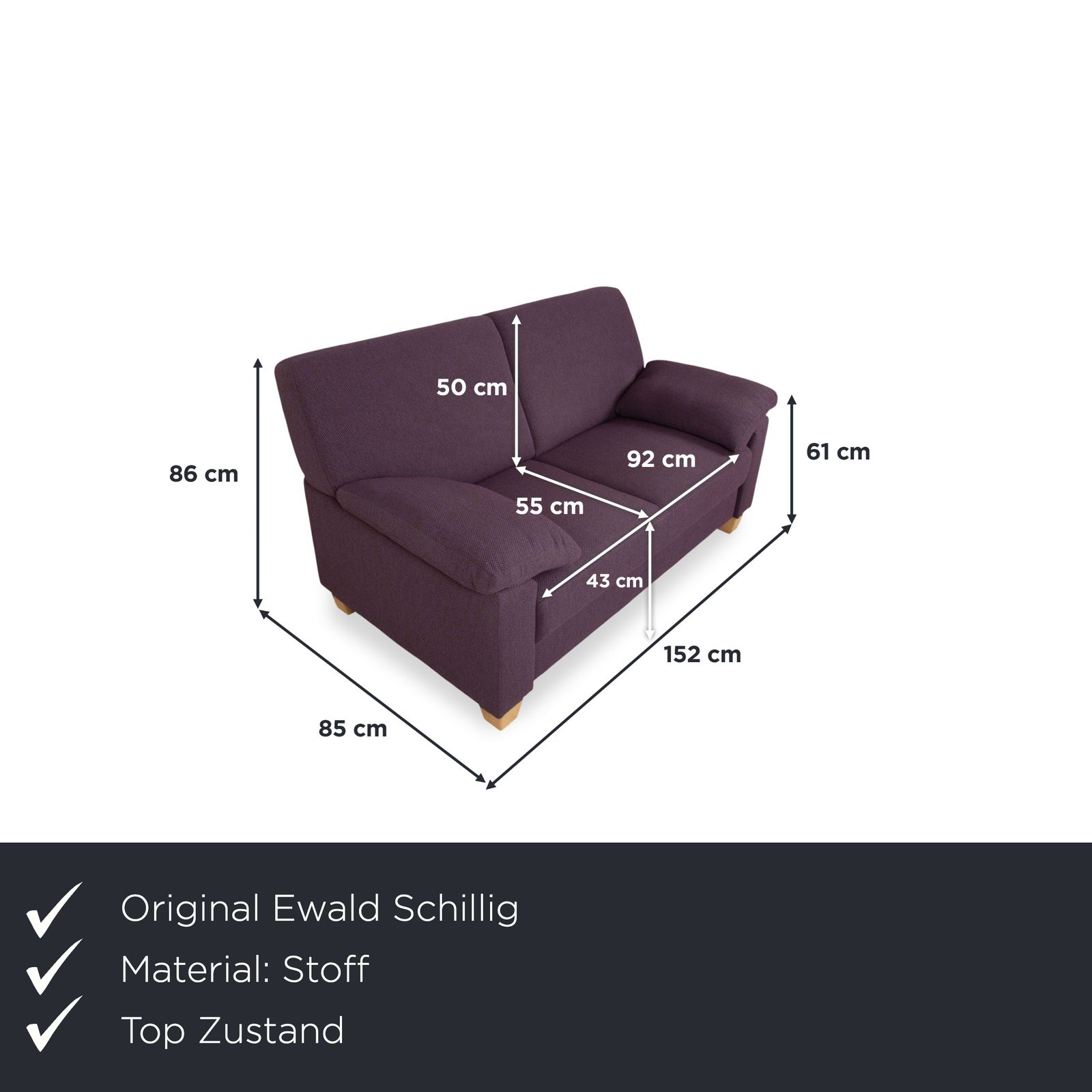 Canapé 2 places Ewald Schillig Flex Plus en tissu, violet photo furniture