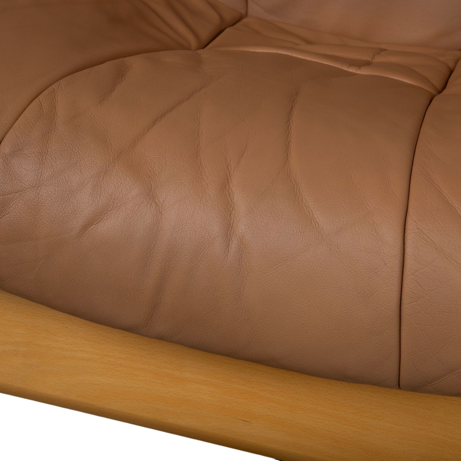 Stressless Windsor driezitsbank, leer en hout, bruin cognac, manuele relaxfunctie photo buy