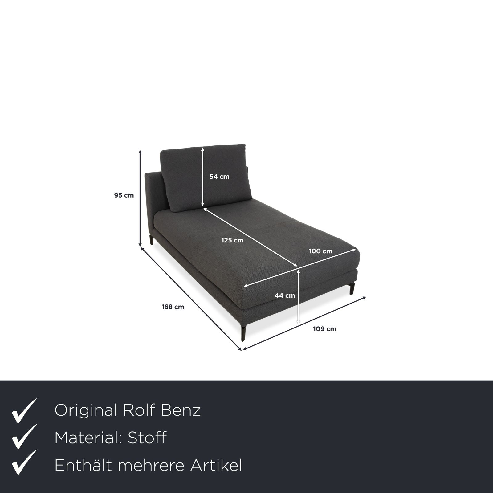 Rolf Benz Nuvola Stof 2x Lounger Met Voetenbank Grijs Blauw Antraciet photo furniture