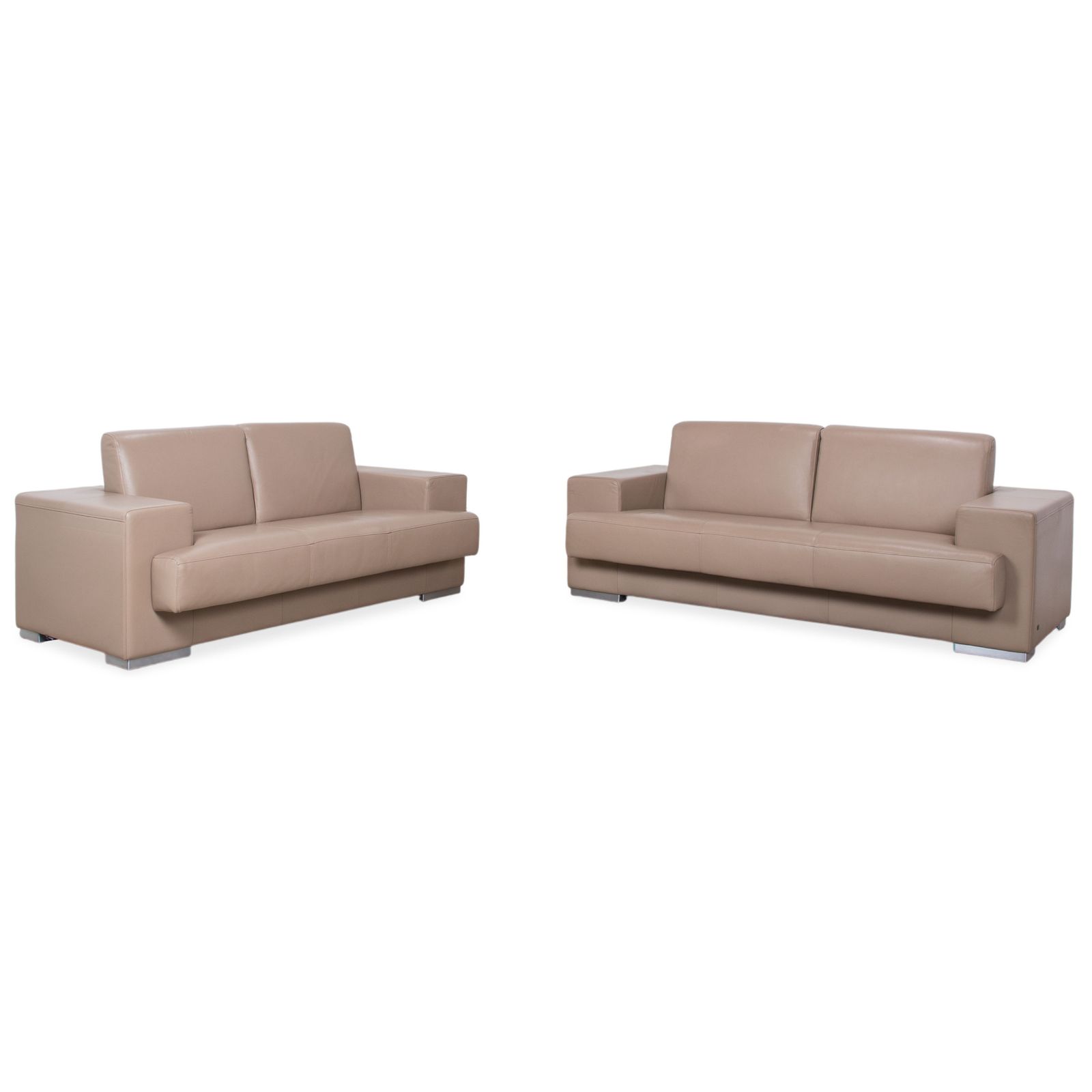 Ensemble de canapés Rolf Benz 3 places et 2 places en cuir beige crème