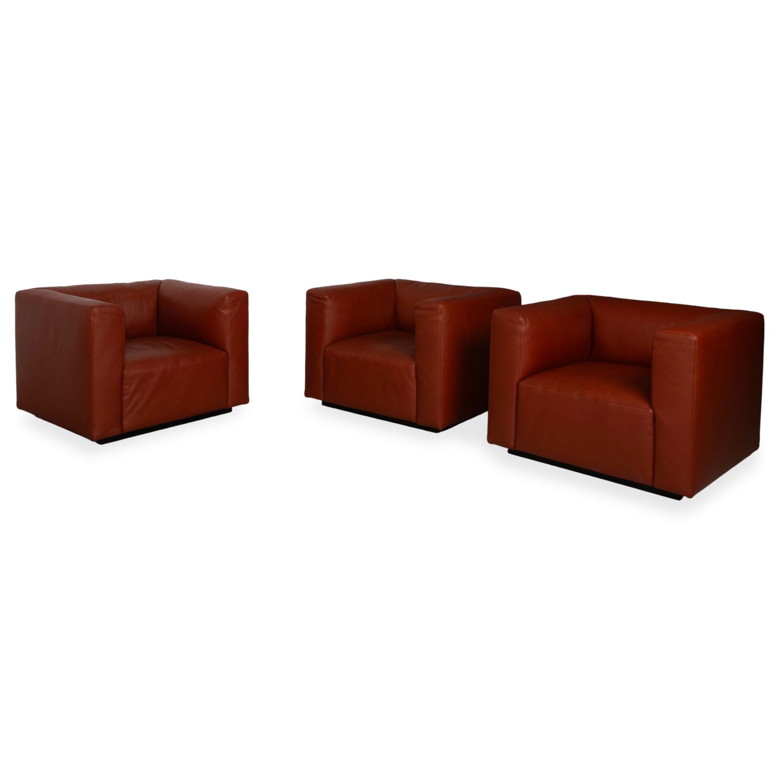 Walter Knoll Living Landscape Set 3x 755 Leather Armchairs Red Terracotta