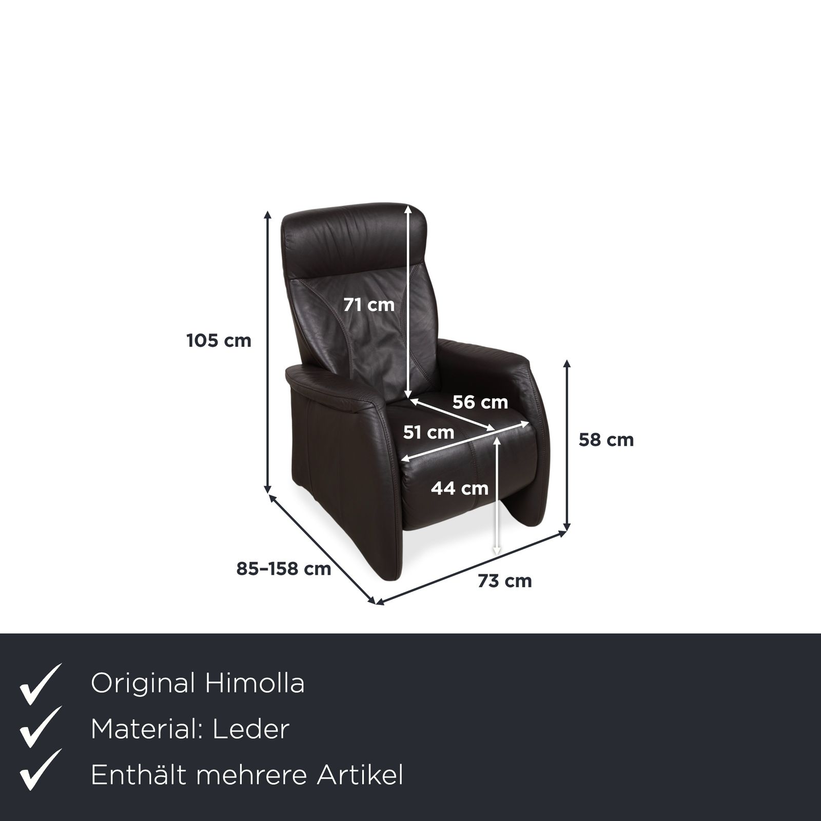 Himolla Set 4571 Cumuly Leren Driezitsbank Fauteuil Antraciet Grijs Couch Manuele Functie Relaxfunctie photo for sale