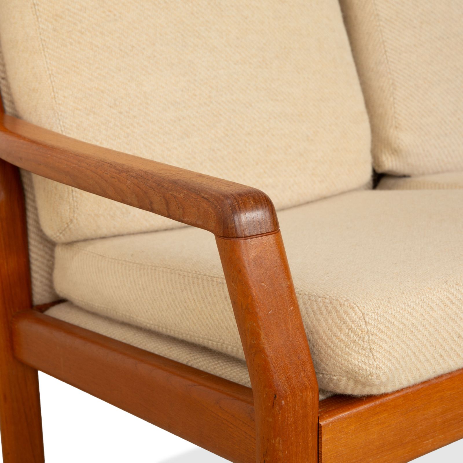 Dyrlund Set 2x Tweezitter Hout Stof Bruin Beige Mid-Century photo Meubels