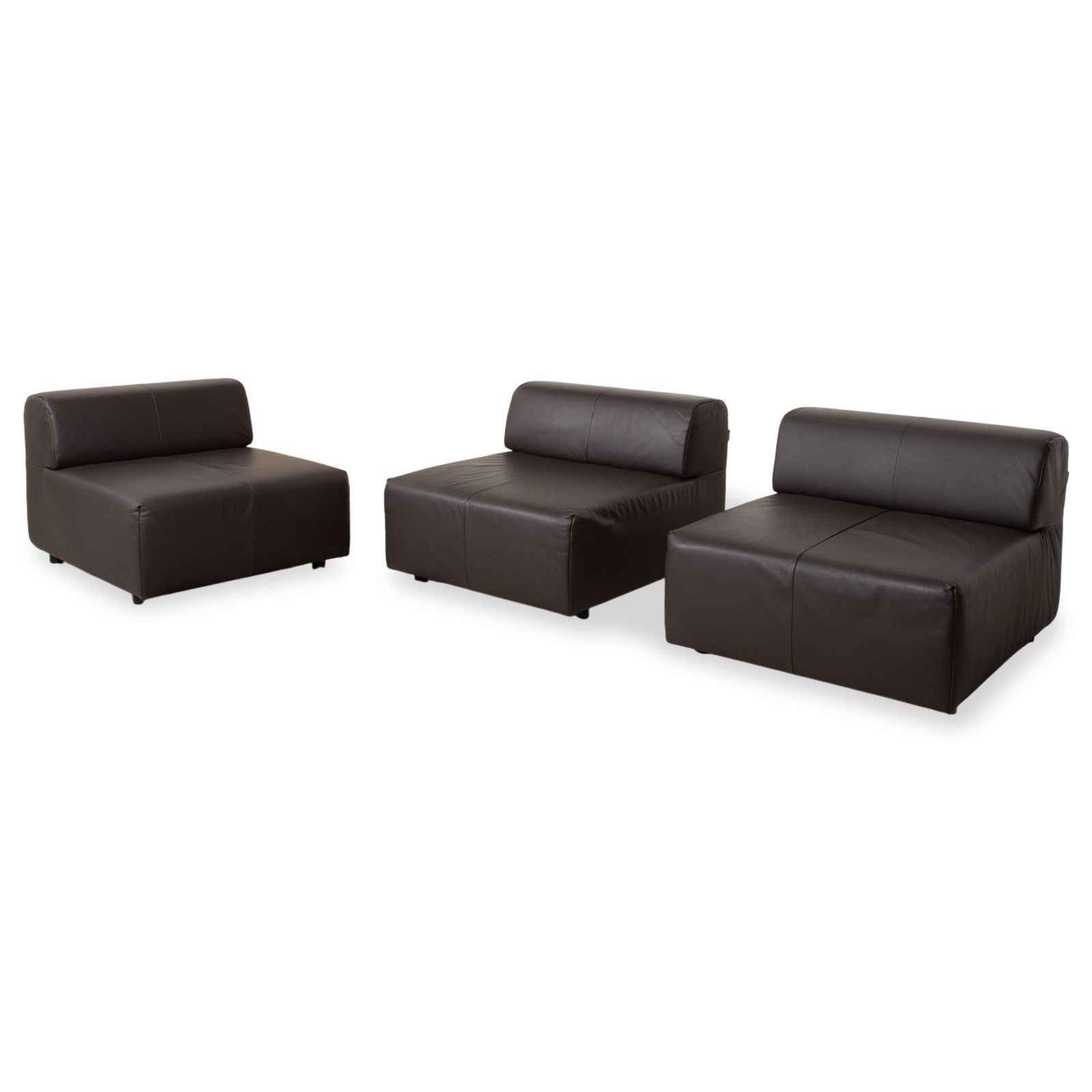 Lot de 3 fauteuils Rolf Benz Freistil 185 en cuir marron moka