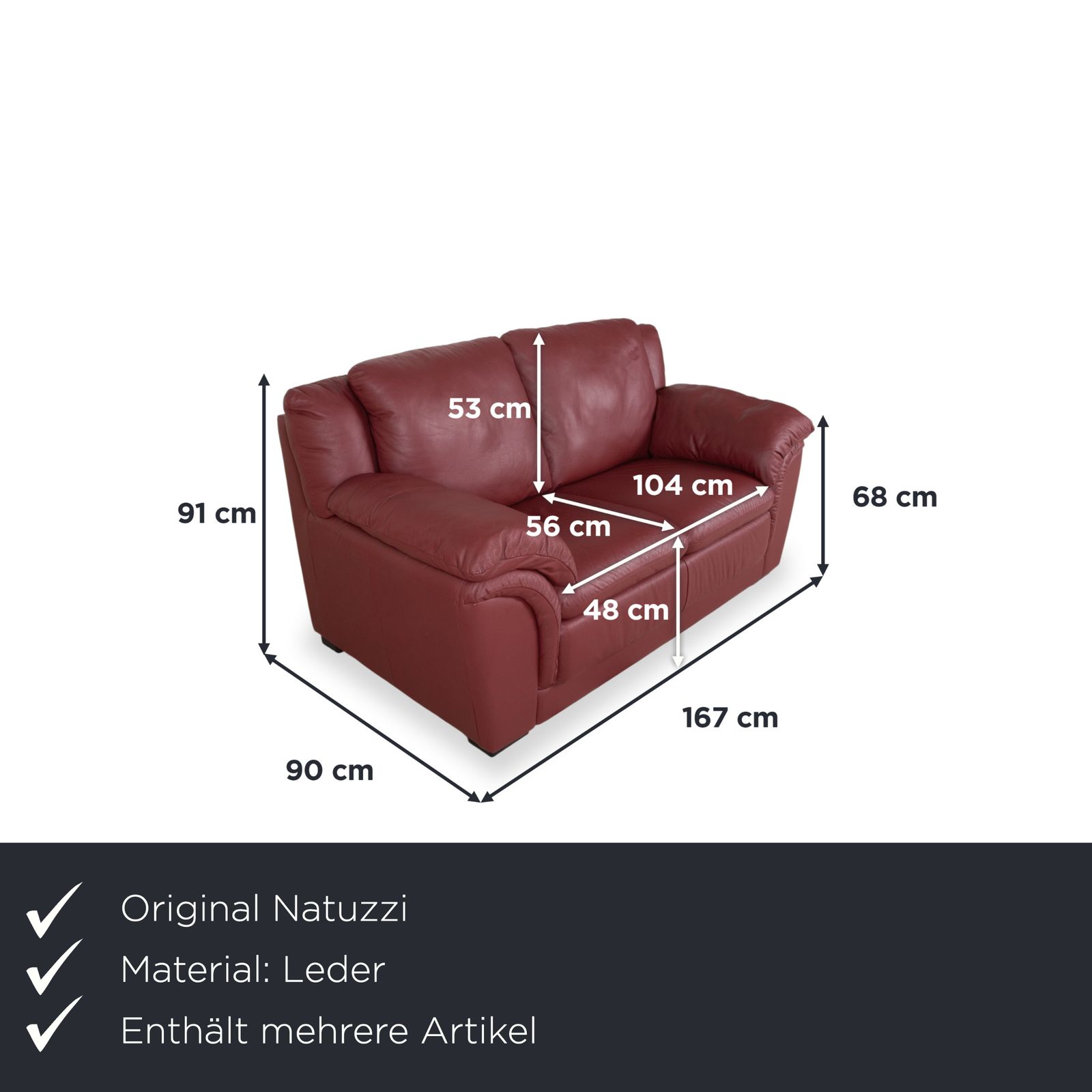 Natuzzi Leren Set Tweezitter 2x Fauteuils Rode Bank photo furniture