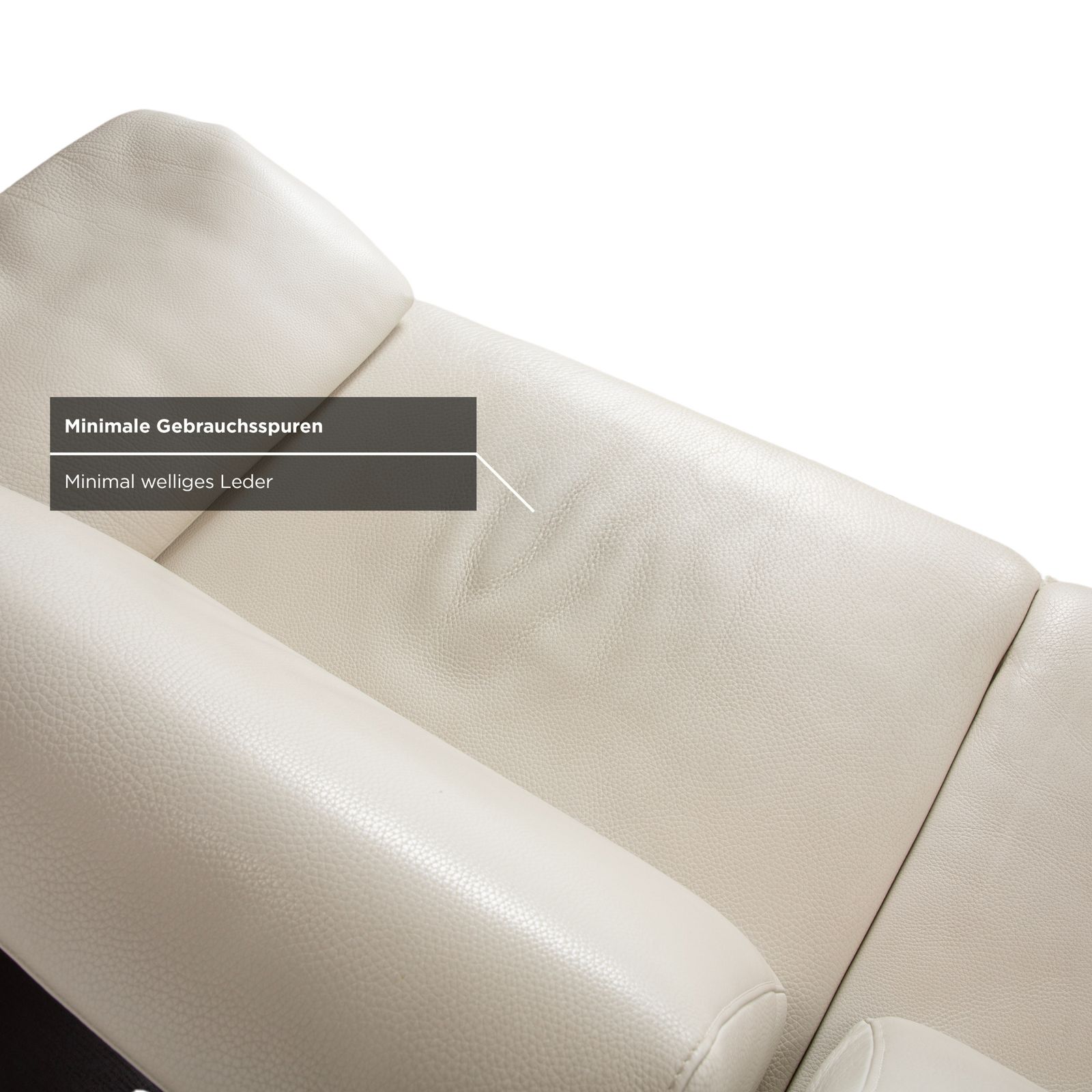 photo furniture Canapé Himolla 2x trois places en cuir blanc crème et bois